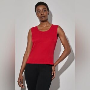 Ming Wang Scoop Neck Knit Tank in Dusk Red Size Extra Small.